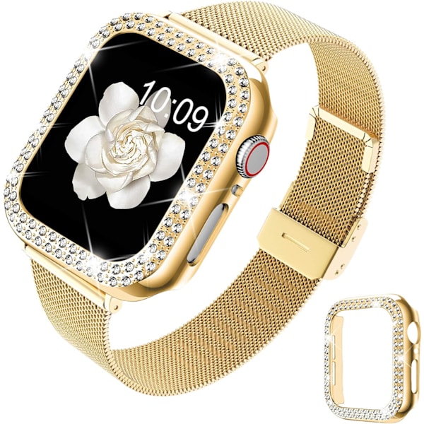 Metallisk armband kompatibel med Apple Watch armband 38 mm 40 mm 42 mm 44 mm, armband i rostfritt stål med magnet kompatibel med