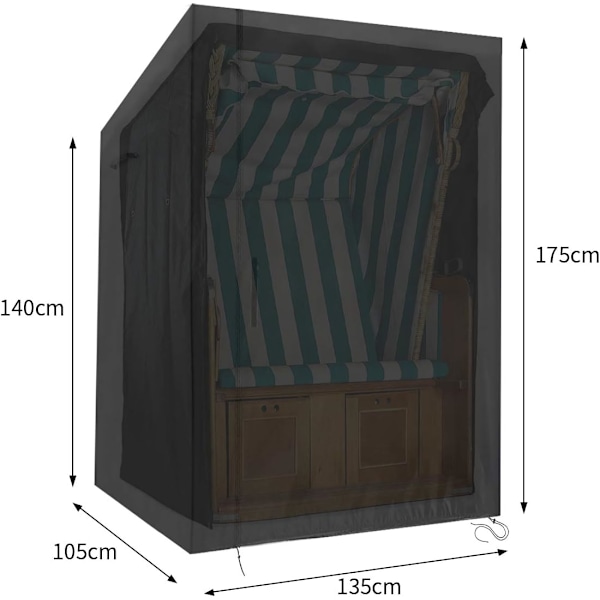 420D strandstolsskydd, 135x105x175/140cm strandstolsskydd, strandstolsskydd, vattentätt skyddande överdrag, med kardborrfäste,