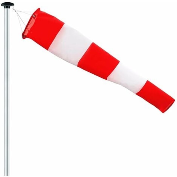 Vindsocka för utomhusbruk, Vindriktningsindikator i rött och vitt 150 cm upphängning och vridbar, väderbeständig, Vindriktningsindikator