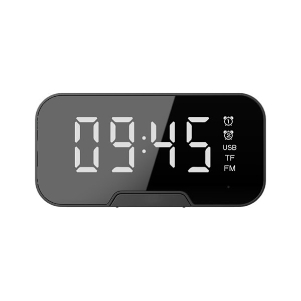 Sängbords Bluetooth Högtalare med Spegelyta, LED Väckarklocka, FM Radio, Trådlös Digital Väckarklocka för Sovrum Kontor Resor