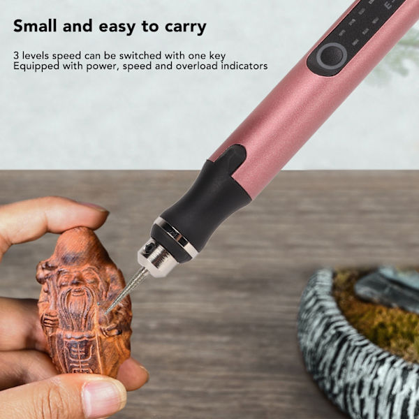Elektrisk graveringspenna USB-laddning trådlös DIY indikatorlampor automatiskt strömavbrottsskydd Mini slipningsstift roséguld