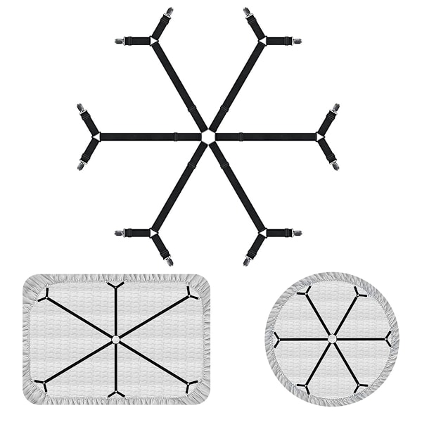 Lakanfästesset för perfekt instoppade lakan, justerbara elastiska lakanhållarband med triangulär design, halkfria klämmor för full till king size