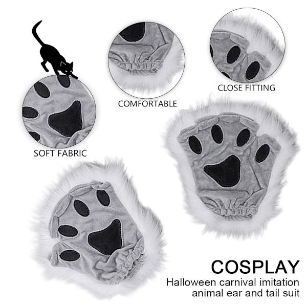 Varghundsräv svansklämma öron och handskar set Halloween jul fancy party kostym leksaker present till kvinnor