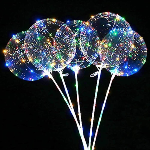 Lysande Elegans: Färgglada, Transparenta LED-ballonger, 5 stycken, 20 tum, Hållbara och Återanvändbara, Högkvalitativ PVC, Giftfri, Perfekt för Bröllop,