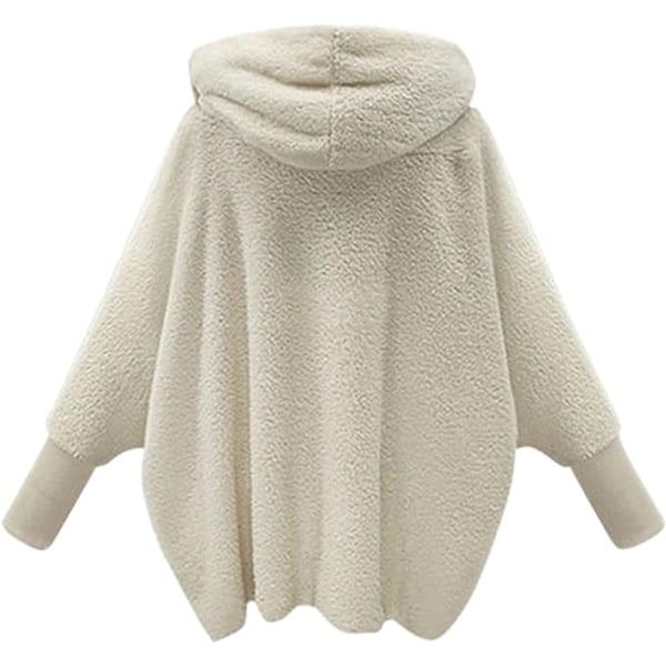 Kvinnor Huvtröja Fleece Jacka Utomhus Plysch Cardigan Lång Fluffig Fleece Jackor för Kvinnor Höst Vinter Rock Öppen Framsida Tröja Teddy Fleece Jacka