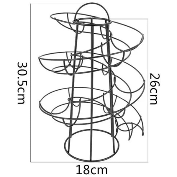 Spiralformad äggförvaring, äggställ i metall, spiralformad äggköksdisplay, för 24 ägg (svart)