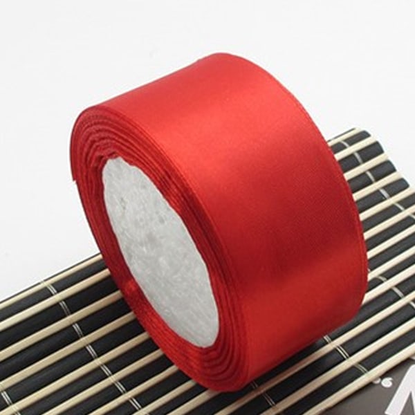 5 Rullar Enfärgat Band 4cm Dubbelsidigt Satinband för DIY Hantverk Presentförpackning Djuprosa