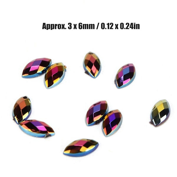 1000 st Crafting Strass Stenar DIY Hästögat Forma Fancy Flatback Glaskristaller Pärlor för Hantverk Dekoration Present09 Svart AB