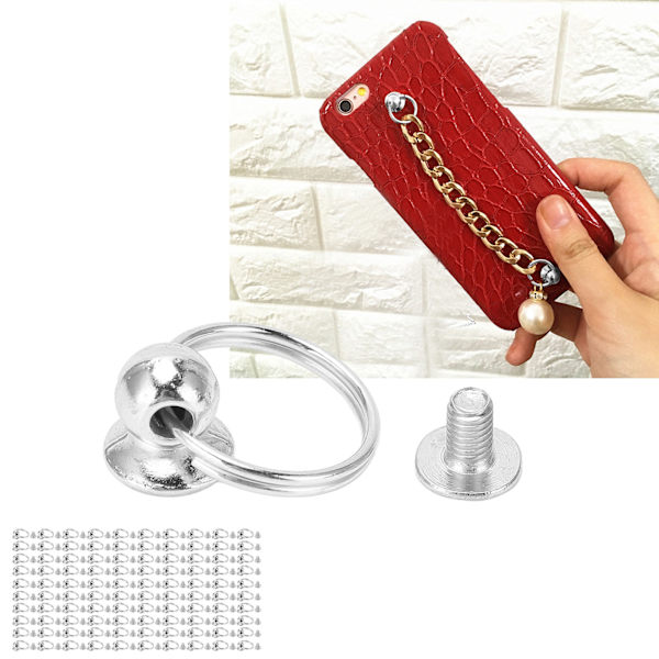 100 Set Monk Nitar med Dragslingor 8mm Högpolerad Kopparmaterial Dubbel Slinga Dragslinga för DIY Kläder Väskor Skor Silver