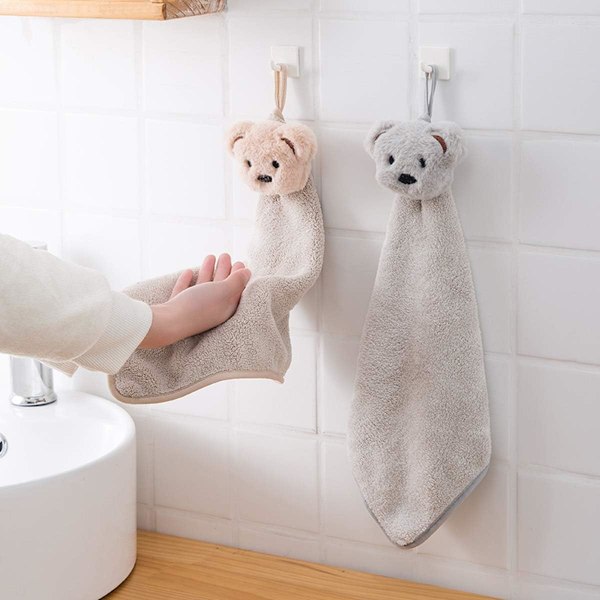 Söta Handdukar med Tecknade Djur, Absorberande och Snabbtorkande Handdukar i Mikrofiber Coral Fleece för Kök Badrum Sovrum