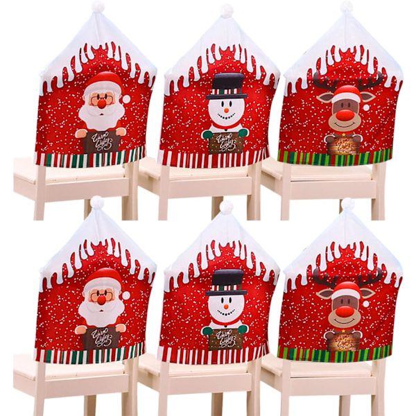 Julstolsöverdrag, Festlig atmosfär Linne Stolsryggskydd med Röd Snögubbedesign för Matsalsinredning, Avtagbara Stolsöverdrag Lätta Att