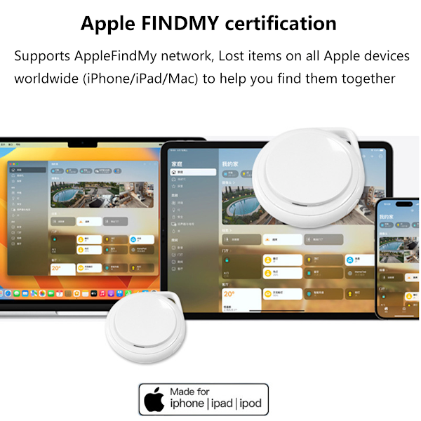 Nyckelfinnare, fungerar med Apple Hitta (endast iOS), utbytbar batteri, förlorat läge, GPS-spårare för barn, bagage, plånbok