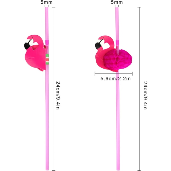 50 st böjbara sugrör med flamingo-mönster