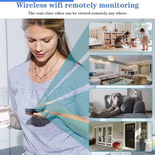 Säkerhetskamera Inomhus, 1080P HD Mini WiFi-kamera Babymonitor med Infraröd Nattbild, Kompakt Storlek, Smart Säkerhetskamera för Android för IOS