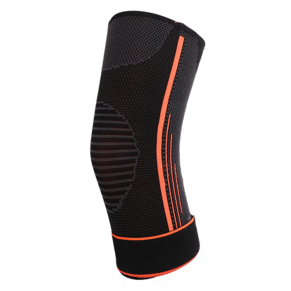 Sports Elbow Guards Nylon Knit Soft Elbow Compression Sleeve with Strap for Basketball Riding Running Work Out Orange