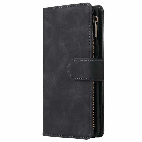 OnePlus 8 Multifunktionellt Plånboksfodral Zipper 8-Fack Svart