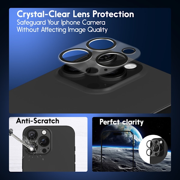 2-Pack Iphone 16 Pro Max Skärmskydd & 1-Pack linsskydd - Härdat Glas 9H - Super kvalitet 3D