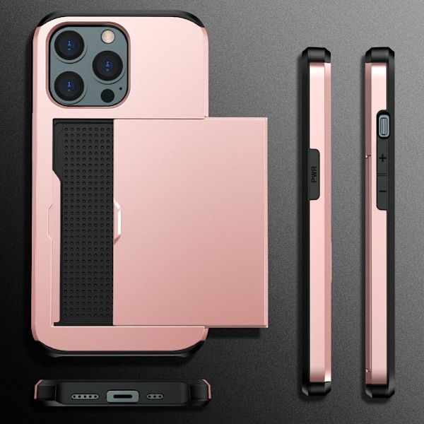 SKALO iPhone 13 Armor Skal Korthållare - Roséguld Rosa guld