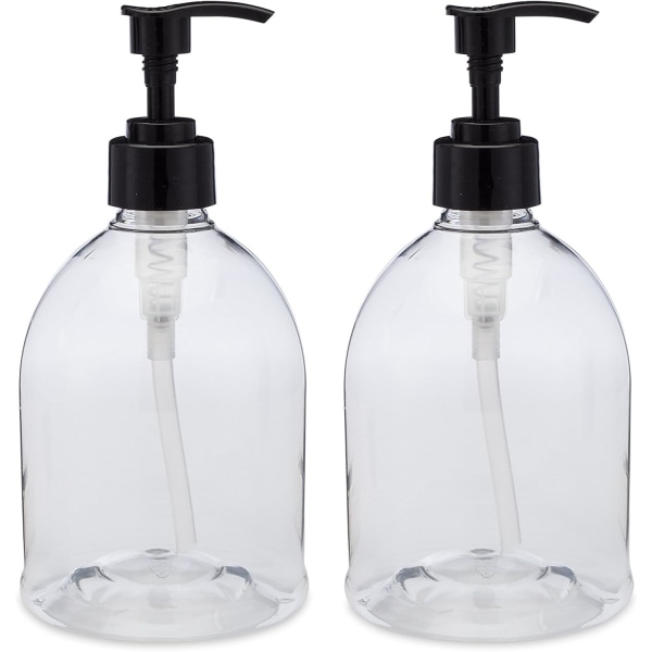 (2-pack) 500 ml påfyllningsbara designer-pumpflaskor. Utmärkt vätska