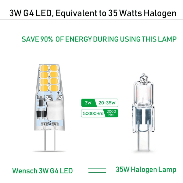 G9 LED-lampor, LED-Majslampor, 10 Lampor LED G4 12V, 3W glödlampor ekvivalent
