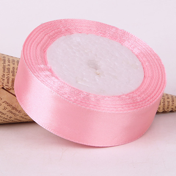 5 Rullar Enfärgat Band 4cm Dubbelsidigt Satinband för DIY Hantverk Presentförpackning Djuprosa