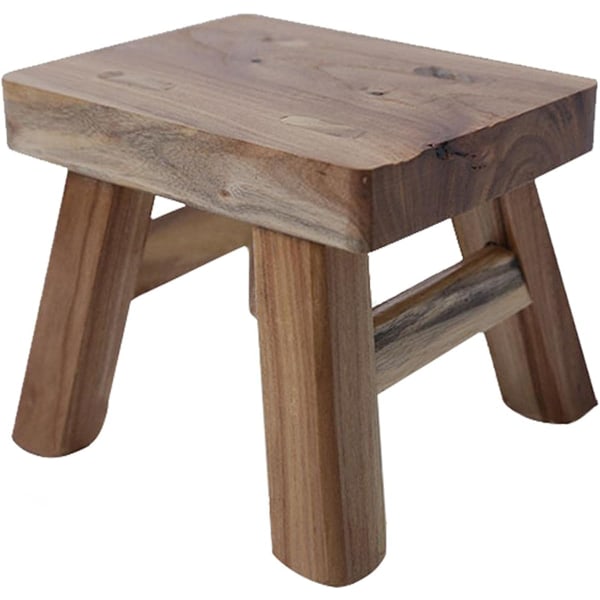Elegant Träpall, Massiv Trädesign, Multifunktionell Fotpall För Inredning, Vardagsrum, Hall, Sovrum, Badrum