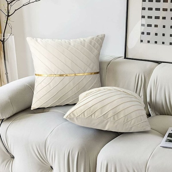 Dekorativa sammetskuddöverdrag för vardagsrum, lyxiga tyger, stilfullt mjuka vid beröring, snygg gulddesign med PU-läder för en modern look,