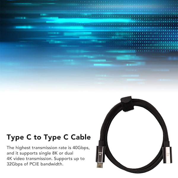 USB C till USB C Kabel Typ C USB4.0 Datakabel för Thunderbolt 4 PD100W Snabbladdning 40Gbps 8K 60Hz Typ C Förlängningskabel 80cm