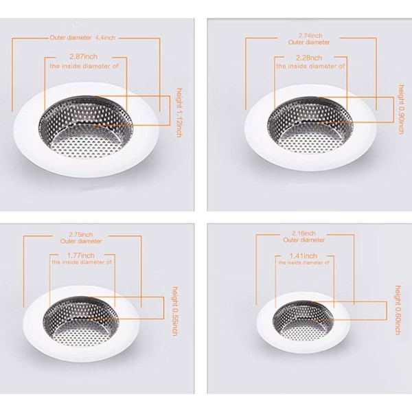 Hår Catcher Dusch Avlopp(4 Pack), Badkar Avloppsskydd, Diskho Avlopp Stopper, Diskho Sil för Kök och Badrum, Hår Stopper för Badkar