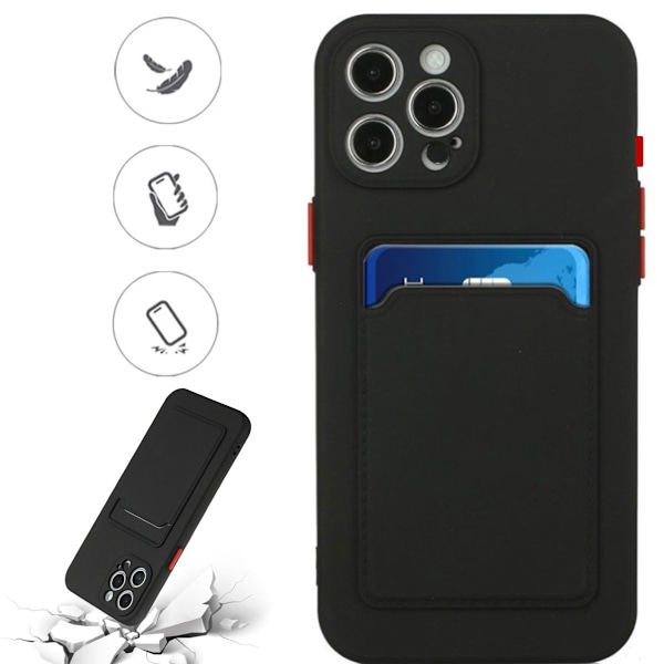 Iphone 16 Pro skal mobilskal korthållare slot SVART