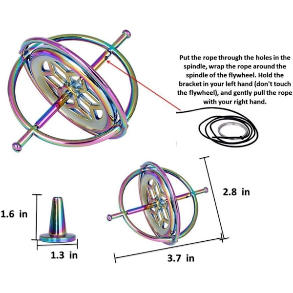 Färgglatt Metall Anti-Gravitations Gyroskop, Ny Design Med Rostfritt Stålskaft För Oöverträffad Stabilitet, Fysikexperiment-Kit Som Gör Lärandet Roligt