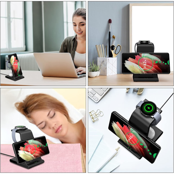 Effektiv trådlös laddare, flerfaldiga skyddsfunktioner, induktionsteknik, kompakt design för Samsung Galaxy-enheter och mer