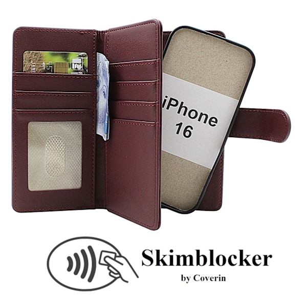 Skimblocker iPhone 16 XL Magnet Plånboksfodral Svart Svart