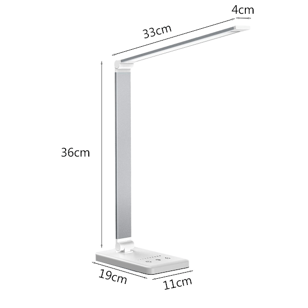 Skrivbordslampa med USB-port, LED-skrivbordslampa med hopfällbar design, dimbar ögonvänlig bordslampa för läsning, touchkontroll, 30/60 minuters automatisk avstängning
