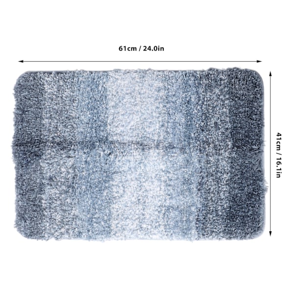 Badrumsmattor Gradient Färg Halkfri Absorberande Polyesterfiber Badrumsmatta för Hem Entré Toaletter Blå Vit 41x61cm / 16.1x24.0in