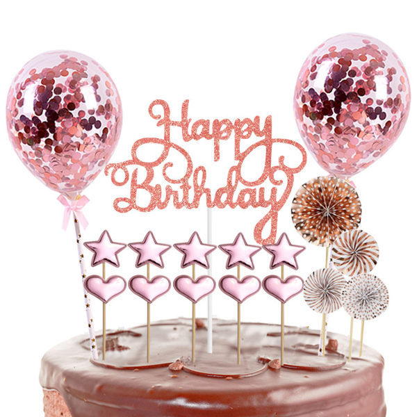 Grattis på födelsedagen tårta Toppers Hatt med konfetti ballong tårta Toppe
