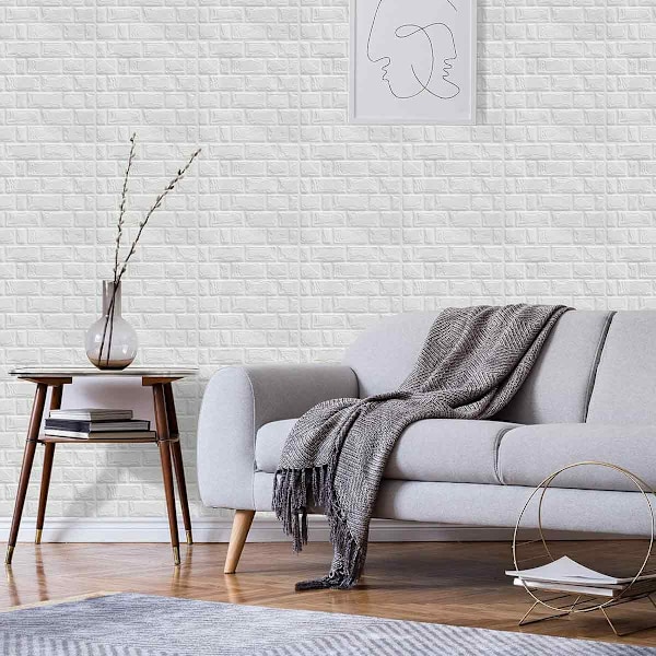 3D väggpaneler Skala och klistra 10 st skum tegel tapet för sovrum Faux sten väggpanel självhäftande tapet, 32CM*32CM*6MM