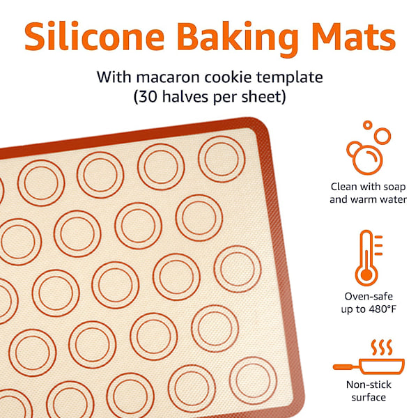 Silikon, Non-Stick, Livsmedelssäker Bakmatta, 2-pack, brun+röd/röd+svart/grå/lila, Rektangulär, 42*29,5cm