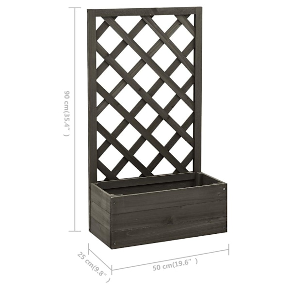 vidaXL Odlingslåda med spaljé grå 50x25x90 cm massivt granträ grå