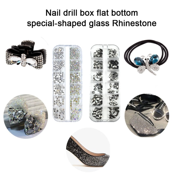 Kristall Rhinestones, Flat Back 3D Stones för Nagel Dekoration Hantverk