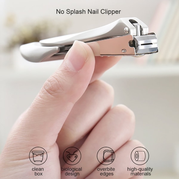 Stänksäkra nagelklippare för fingernaglar och tånaglar, medicinskt rostfritt stål, nagelklippare med uppsamlare