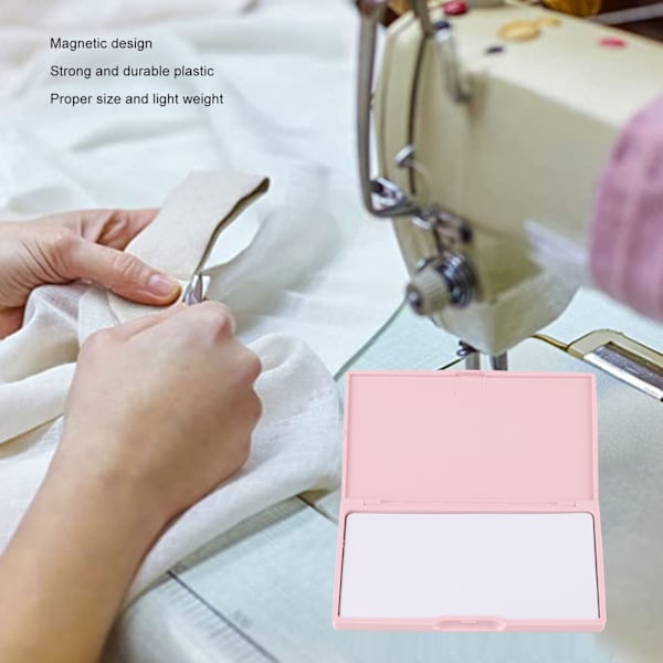 Magnetisk nålfodral rosa plastskal lätt bärbar kompakt sömnad nålförvaring låda för sömnad