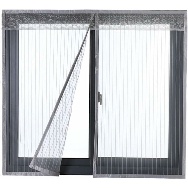 Självförslutande Magnetisk Skärmdörr, Slitstarkt Andningsbart Nät för Husdjursvänlig Handsfree-ingång, Grå, 120x130cm