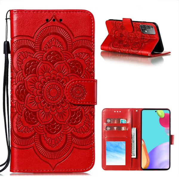 Samsung Galaxy A52 / A52s - Mandala Läder Fodral - Röd Red Röd