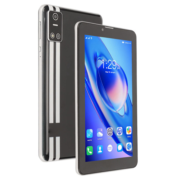 7-tums Tablet 2GB 32GB 8 Kärnor Dubbel Kamera 128GB Expand 1280x800 IPS Samtal 5G WIFI Dual Band Barn Tablet 100‑240V Svart EU-kontakt
