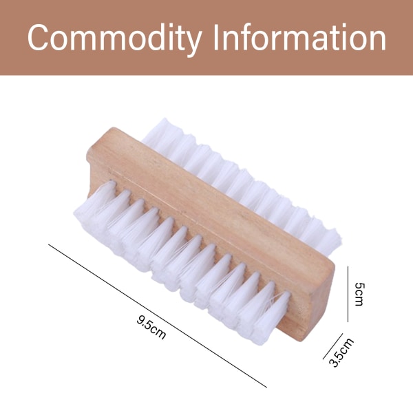 Dubbelsidig nagelborste fingernagel tånagel nagelband rengöring trä manikyr pedikyr skrubbborste