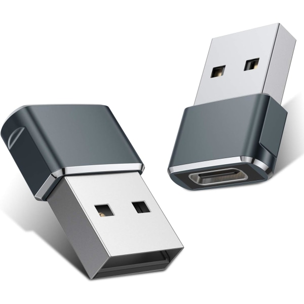 USB C hona till USB hane-adapter 2-pack, typ A-laddarkabel Ada