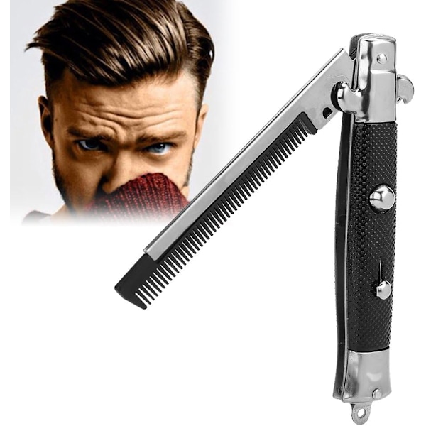 Automatisk Hårkam med Tryckknapp, Glänsande Runda Tänder För Mjukt Hår, Praktisk Vikbar Design Med Stilfullt Vintage-utseende För Dagligt Bruk (1 ST)
