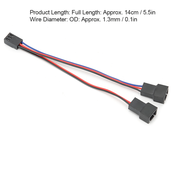 5 st Fläktadapterkabel 2-i-1 Datorchassitillbehör Hona 3-Pin till Hane 3-Pin 2-Pin