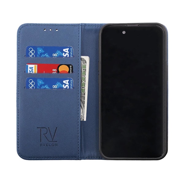 iPhone 14 Plånboksfodral Extra Kortfack Rvelon - Blå Marinblå